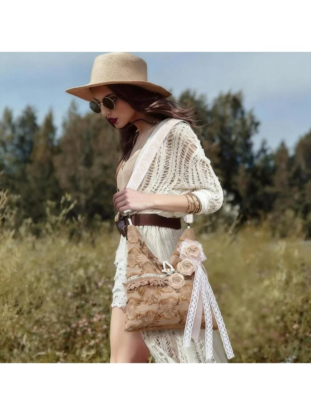 Stylish Boho Handbag for Women | Vintage Floral Crossbody Purse & Hobo Bag